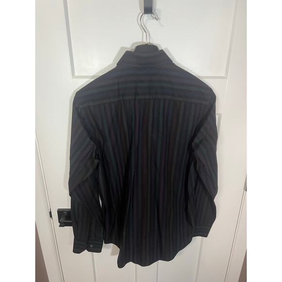 BUGATCHI UOMO Men’s Button Front Long Sleeve Striped Shirt Size‎ M Medium Cotton - Picture 6 of 7